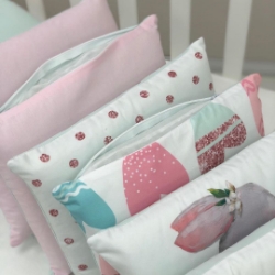 Poza cu Set lenjerie pentru pătuț bebeluș / copii, 7 piese, model Bunny multicolor